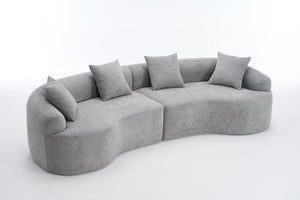 English Elm Curved Boneless Sofa modular 110" sectional with high-density foam & spring core, kid‑friendly curves, no assembly required for easy moving and cozy lounging Grey W2231S00007