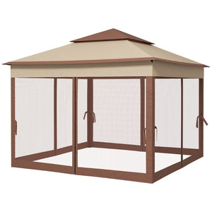 English Elm Outsunny 11' X 11' Pop-Up Canopy With Screened Walls - Instant Shade For Backyard Events & Parties W2225P229141-GIGA