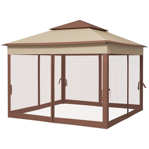 English Elm Outsunny 11' X 11' Pop-Up Canopy With Screened Walls - Instant Shade For Backyard Events & Parties W2225P229141-GIGA