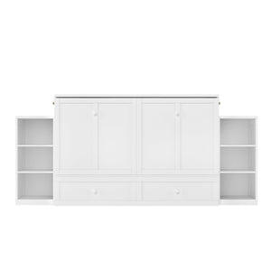 English Elm Queen Murphy Bed With Storage Drawers & Shelves - Space-Saving Design For Modern Guest Rooms W1580S00255-GIGA