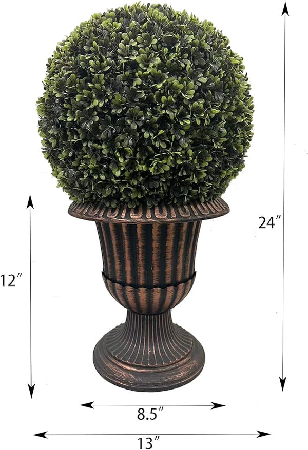 English Elm 24" Ball Topiary with Durable Magnesia Pot | Lifelike Faux Plant for Indoor & Outdoor Décor Bronze W1550P288704