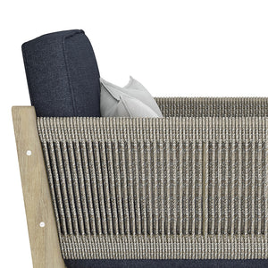 English Elm Cayman Outdoor Conversation Chair Slate Grey — Handcrafted Acacia & Rope, Water-Resistant Cushions, Modern Comfort B136P159362