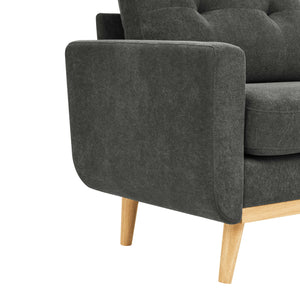 English Elm 67.7" Tufted Button Mid-century Loveseat with Splayed Wood Legs for Living Rooms Gray B355P428575