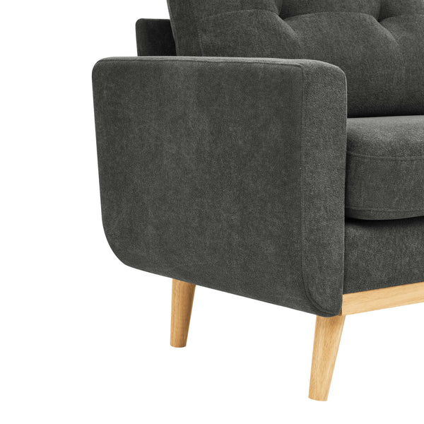 English Elm 67.7" Tufted Button Mid-century Loveseat with Splayed Wood Legs for Living Rooms Gray B355P428575