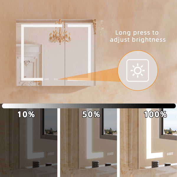 English Elm Lighted Aluminum Medicine Cabinet Smart Mirror with Anti-fog Led and Built-in Usb Outlet W5609P461309