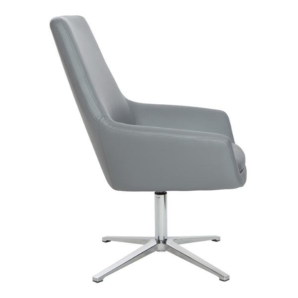 OSP Home Furnishings Modern Scoop Office Chair Faux Leather Ergonomic Swivel Seat with Polished Aluminum Base FL80228AL-U42