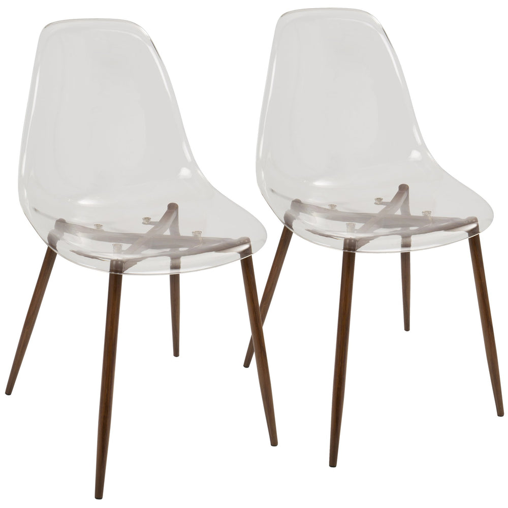 English Elm Clara Mid-Century Modern Dining Chair Set Of 2 - Stylish Clear Polycarbonate & Durable Metal Base B202P223880