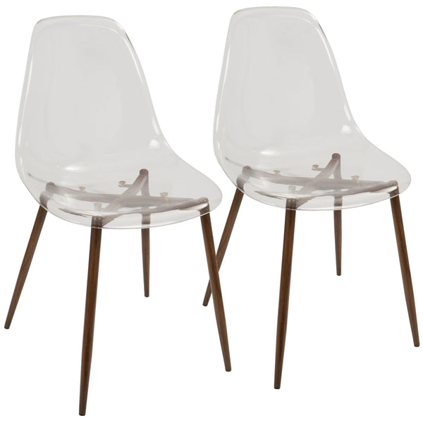 English Elm Clara Mid-Century Modern Dining Chair Set Of 2 - Stylish Clear Polycarbonate & Durable Metal Base B202P223880