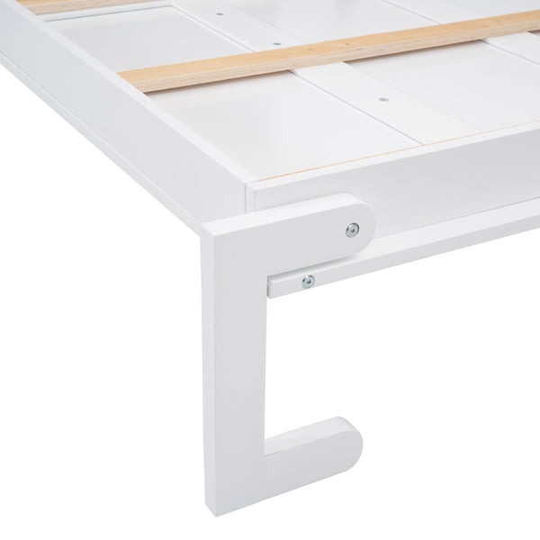 English Elm Queen Murphy Wall Bed with Dual Piston Mechanism Space Saving Mdf Cabinet Frame White LP000665AAK-2