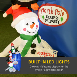 English Elm North Pole Inflatable Yard Display with Penguins Snowman and Built-in Led Glow T3971P415914