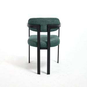 English Elm Modern Tufted Boucle Dining Chairs Set of 2 with Curved Back and Matte Metal Legs Antique Green,Black W3244P337417