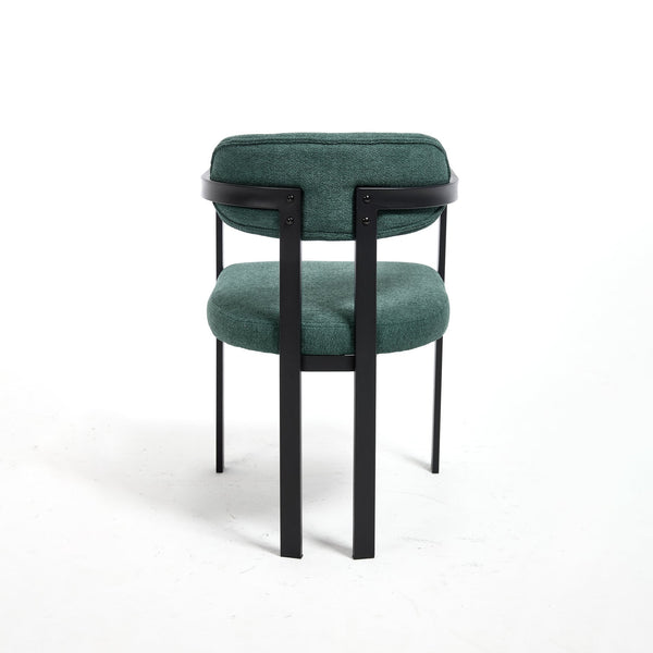 English Elm Modern Tufted Boucle Dining Chairs Set of 2 with Curved Back and Matte Metal Legs Antique Green,Black W3244P337417