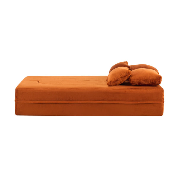 English Elm Large Plush Floor Sofa Foldable Foam Mattress with Pillows for Living Room Lounge W3612P440208