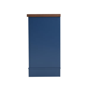 English Elm Christopher Knight Home® - Modern Blue TV Stand 67" with Walnut Top, Glass Door Center, 3 Drawers & Adjustable Shelves for Storage and Media Organization N779P296233B