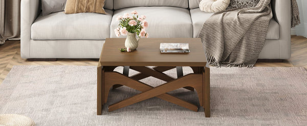 English Elm Transformer Solid Wood Convertible Table Adjustable Height Expandable Top for Small Spaces Walnut N735P406282D