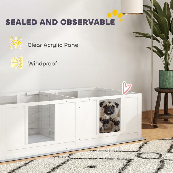 English Elm Pawhut Whelping Box For Dogs - Durable Two-Room Design, Clear Panels, Waterproof Pad, Easy Access W2225P249980-GIGA