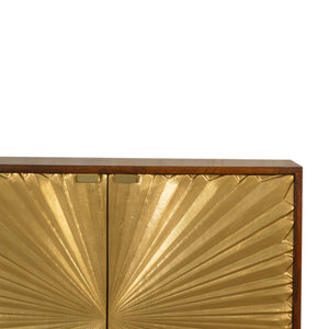 English Elm Solid Mango Wood Cabinet with Brass Plated Doors and Nordic Feet for Living Rooms B182P284339