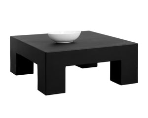 Sunpan Renley Coffee Table - Sturdy Concrete Design with Unique Texture for Modern Indoor & Outdoor Spaces Black