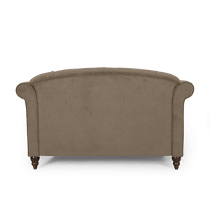 English Elm Christopher Knight Home® - Loveseat Double Chaise Lounge - Elegant Brown Fabric With Button-Tufted Design & Accent Pillows 68104.00AFBRN_68104.00BFBRN