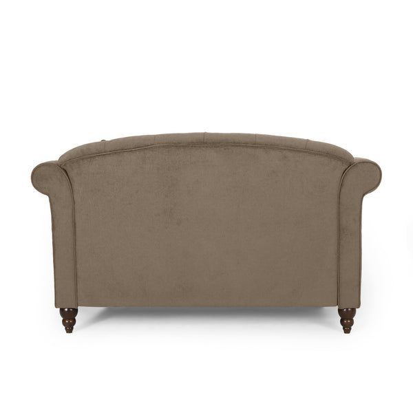 English Elm Christopher Knight Home® - Loveseat Double Chaise Lounge - Elegant Brown Fabric With Button-Tufted Design & Accent Pillows 68104.00AFBRN_68104.00BFBRN