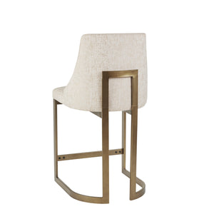 English Elm 26"H Bryce Upholstered Counter Stool with Cream Curved Back, Antique Gold Metal Base, Foam Comfort B035129476