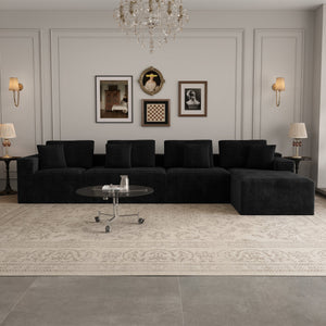 English Elm 153.5*68.9"modular Six Piece Corduroy Sectional Sofa with Reversible Chaise Living Room W3819S00151