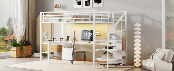 English Elm Twin Xl Loft Bed With L-Shaped Desk, Wardrobe & Usb Ports - Modern Space-Saving Design For All Ages W1580S00134-GIGA