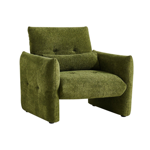 English Elm Ergonomic Tufted Velvet Accent Chair Solid Wood Frame with Lumbar Support Compact Seating Green W1765P366980