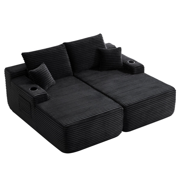 English Elm New Cloud Sectional Sofa Deep Plush Seat Double Chaise Low Profile Modern Lounge W3975P475548