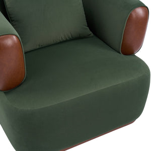 English Elm Bblythe Velvet Accent Chair Wrap Around Backrest Solid Wood Frame Cozy Reading Nook Sage N776P418607S