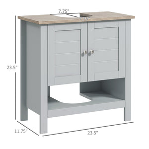 English Elm kleankin Pedestal Sink Storage Cabinet with Adjustable Shelf & Open Bottom, Gray MDF, 88lb Capacity, Space-Saving Design W2225P229558