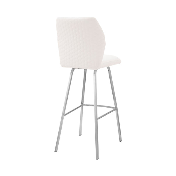 English Elm Mirano Modern White Faux Leather Bar Stool With Brushed Stainless Steel Frame - Stylish Comfort & Versatility B2736P268598