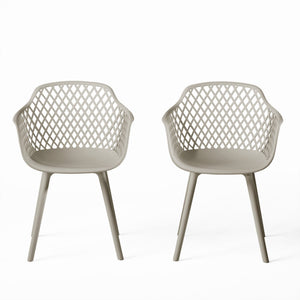 English Elm Poppy Outdoor Dining Chairs Set of 2 Diamond Mesh Geometric Modern Patio Seating Camel N776P414399C