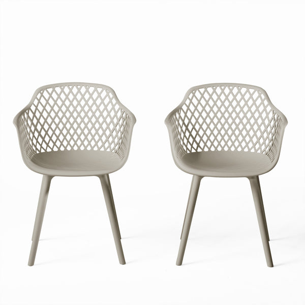 English Elm Poppy Outdoor Dining Chairs Set of 2 Diamond Mesh Geometric Modern Patio Seating Camel N776P414399C