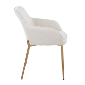 English Elm Contemporary Bucket Chair Set of 2 Cream Velvet Upholstered with Slim Black Metal Legs B202S01343