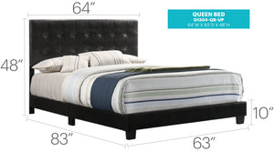 English Elm Stylish Tufted Headboard Queen Bed with Adjustable Height, Sturdy Slats & One-Box Easy Delivery Black 5.5 L x 66 W x 25 H B078112146