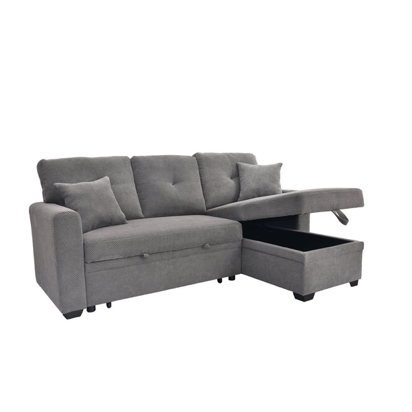 English Elm Sleeper Sectional with Pull Out Bed Storage Chaise Tufted Polyester Living Room W5568S00039