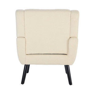 English Elm Modern Pu Leather Ergonomic Accent Chair with Padded Arms and Matte Black Legs White W676P172468