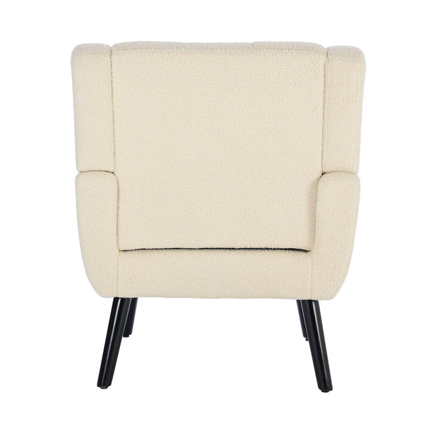 English Elm Modern Pu Leather Ergonomic Accent Chair with Padded Arms and Matte Black Legs White W676P172468