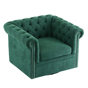English Elm Christopher Knight Home® - Chesterfield Swivel Club Chair with Deep Button Tufting, Nailhead Trim, 360° Metal Swivel Comfort Dark Green 39.25 L x 33.85 W x 27.85 H N776P195601T