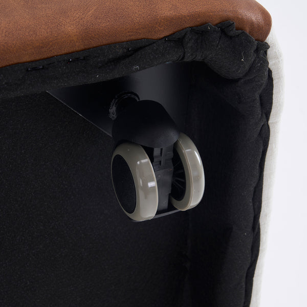 English Elm Linen Upholstered Armless Dining Chair with Smooth Casters for Easy Mobility, Versatile & Sleek Ivory W2069P324092