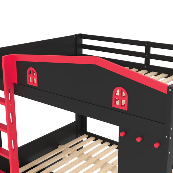 English Elm Twin Xl Solid Pine Loft Bed with Built-in Led Lighting and Storage Shelves W1580S00391