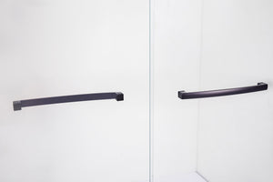 English Elm 56-60 in Semi-frameless Double Sliding Shower Door Clear Tempered Glass Matte Black W1920S00078
