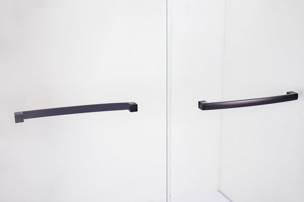 English Elm 56-60 in Semi-frameless Double Sliding Shower Door Clear Tempered Glass Matte Black W1920S00078