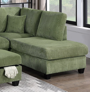 English Elm Gorgeous Sage Corduroy 3pc Sectional with USB LAF Sofa RAF Chaise & Storage Ottoman, Modern Comfort B011S01242