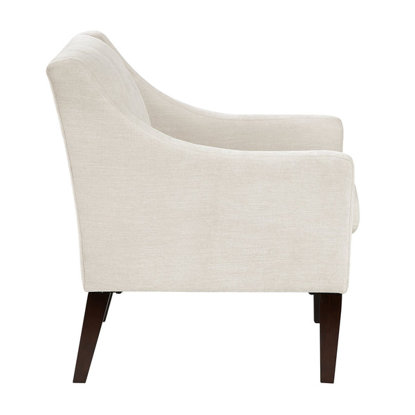 English Elm Contemporary Button-Tufted Accent Chair with Plush Fabric, Curved Arms and Solid Wood Legs for Living Beige 26.5 L x 28.5 W x 22.5 H B011P281833