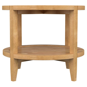 English Elm Isbell Maple Brown Round Solid Wood End Table - Modern Farmhouse Accent With Storage Shelf & Charm B062P299893