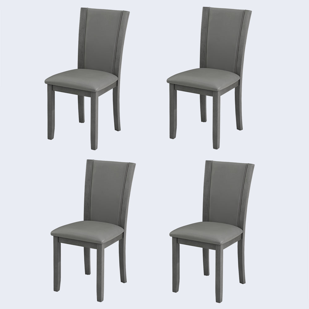 English Elm Dining Chairs Set of 4 Rubberwood Frame with Padded Faux Leather Ergonomic Seats Gray W1998P248088