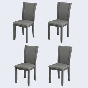 English Elm Dining Chairs Set of 4 Rubberwood Frame with Padded Faux Leather Ergonomic Seats Gray W1998P248088