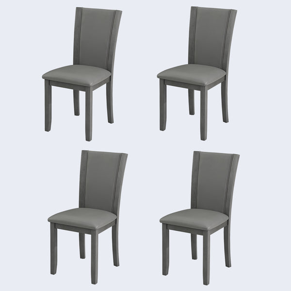 English Elm Dining Chairs Set of 4 Rubberwood Frame with Padded Faux Leather Ergonomic Seats Gray W1998P248088